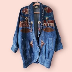 Vintage Designs Limited Southwestern Denim Jacket Oversized‎